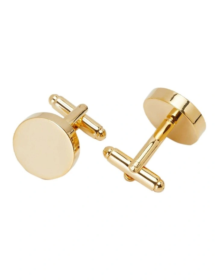 Round Disc Cuff Link in Light Gold