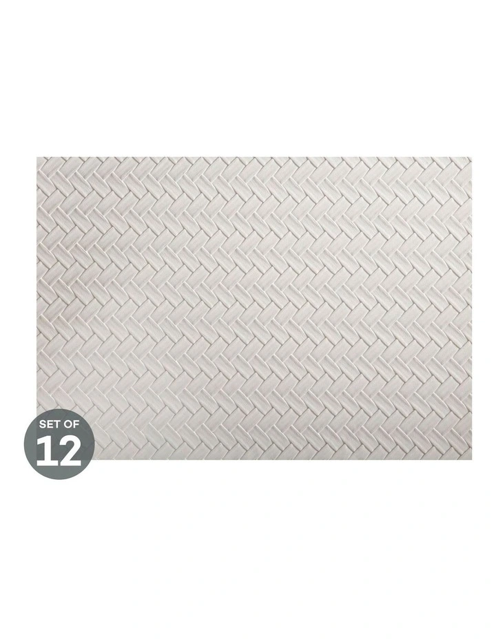 Table Accents Leather Look Placemat 43x30cm Ivory Plait Set of 12