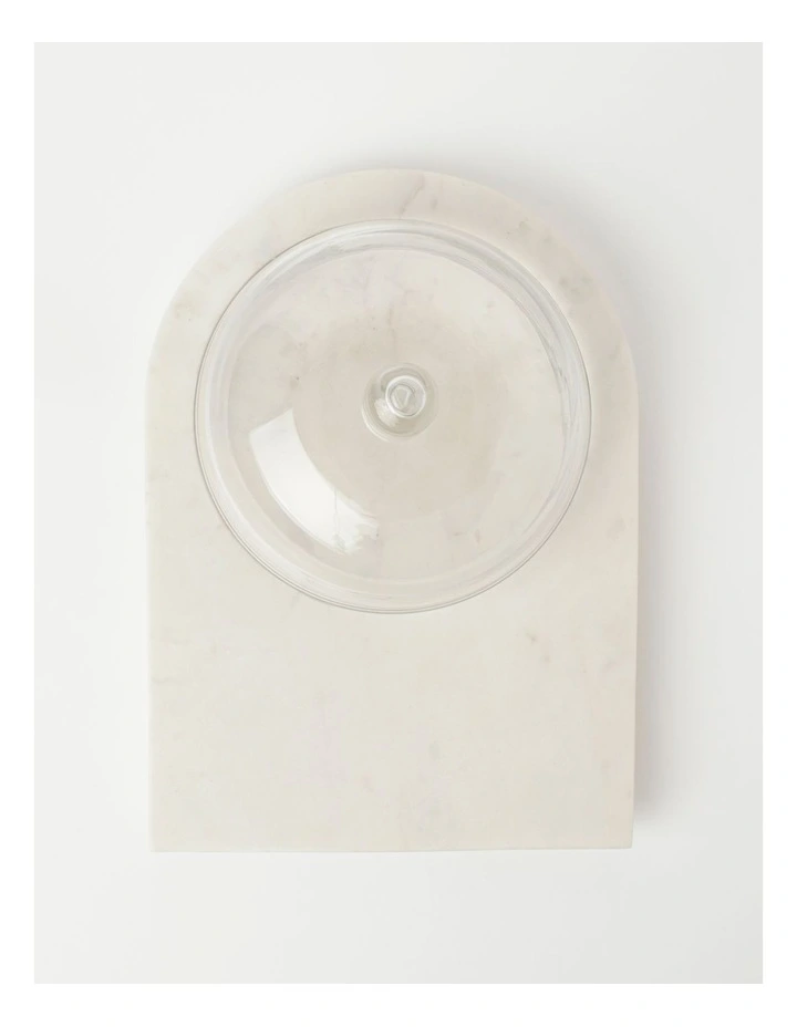 Heritage White Marble Cake Dome With Glass