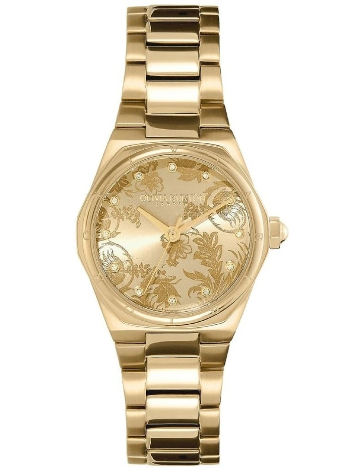 Mini Hexa Damask Stainless Steel Watch in Light Gold