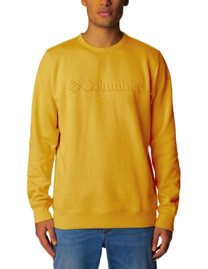 Logo Fleece Crew Pullover in Yellow