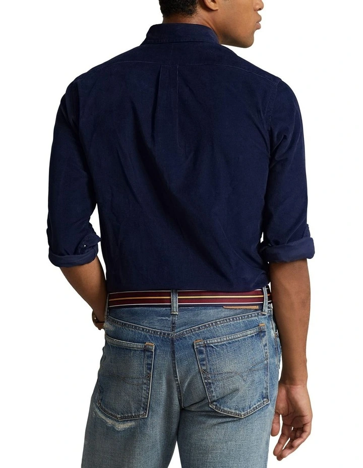 Classic Fit Polo Bear Corduroy Shirt in Navy
