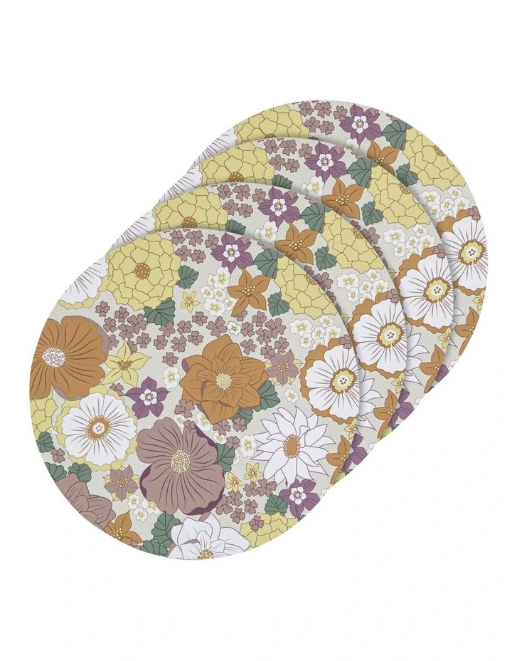 Round Floral Habitat Hardboard Placemat 4 Pack in Multi