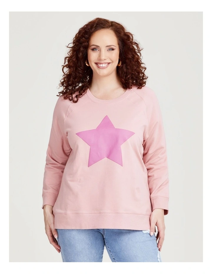 Cotton Lush Star Sweatshirt in Dusty Pink
