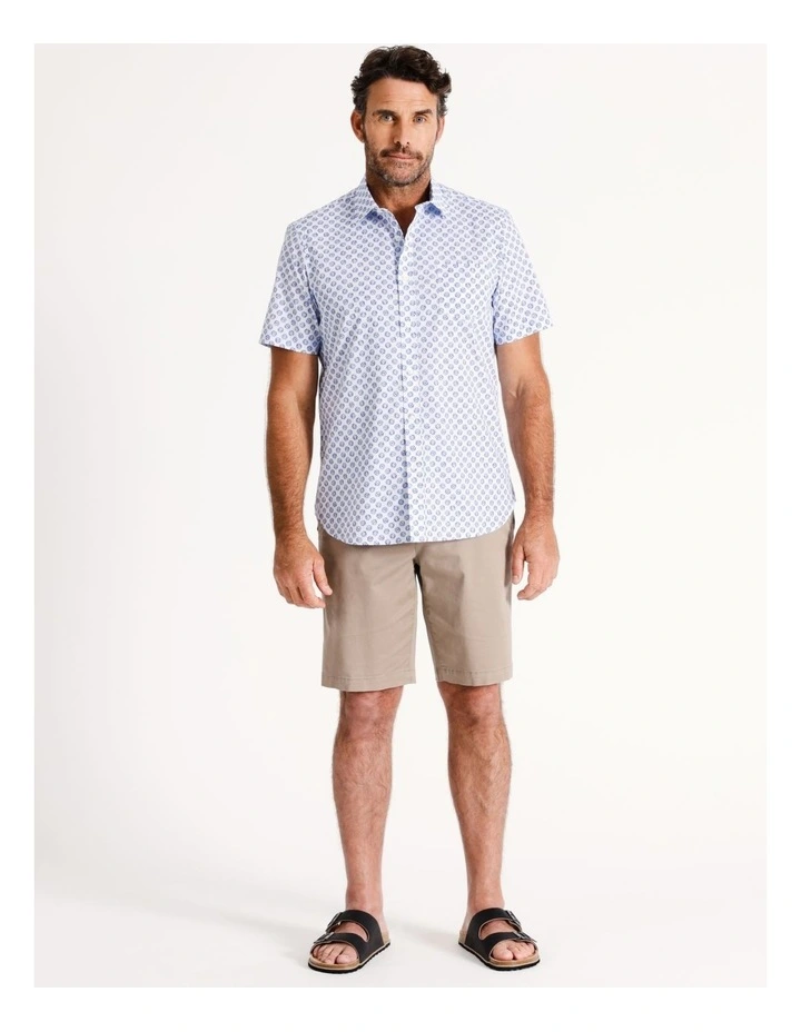 Thompson Short Sleeve Print Shirt in White