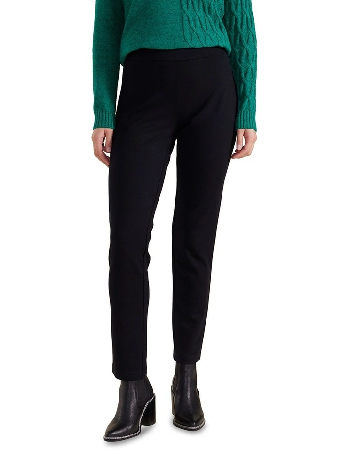 Full Length Pull On Ponte Pant in Black