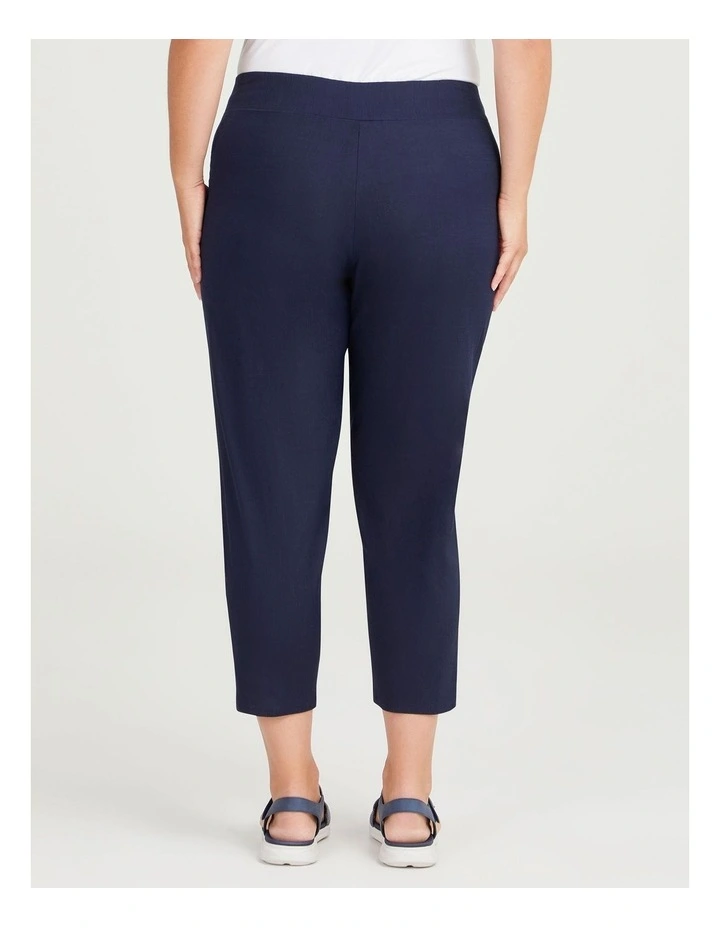Stretch Linen Lounge Crop Pant in Dark Indigo