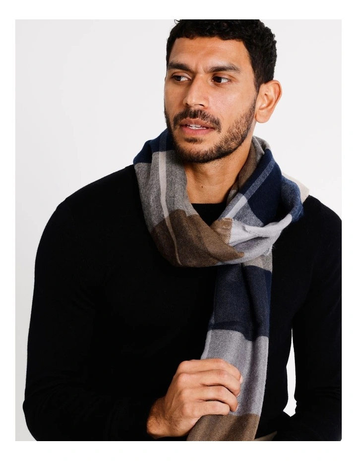 Woven Check Scarf in Brown