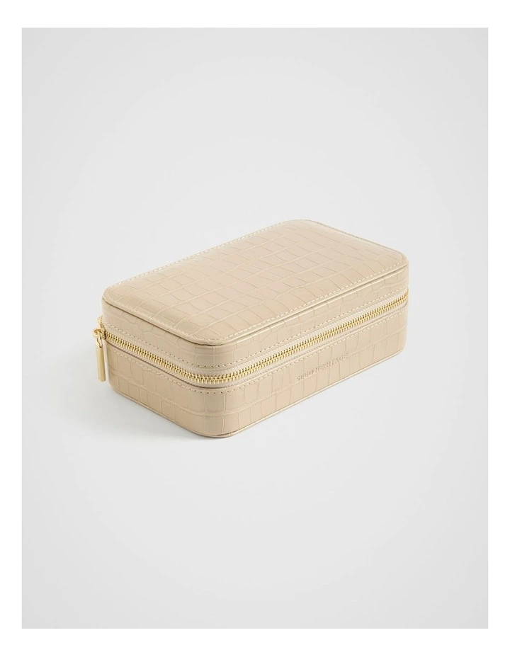 Travel Jewellery Case in Vanilla Croc
