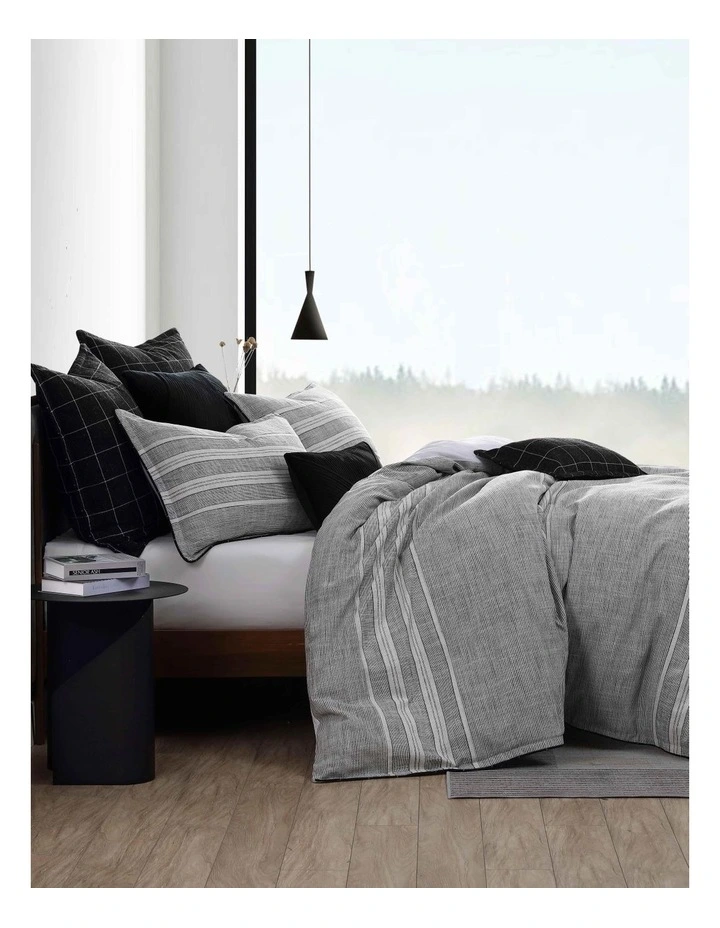 Fitzgerald Coal Quilt Cover Set in Stone