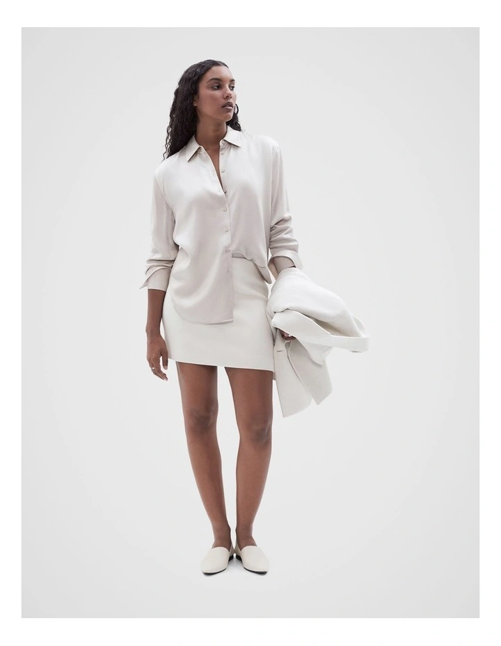 Cupro Button Through Shirt in Cream