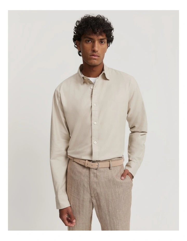 Brushed Twill Shirt in Oat Milk