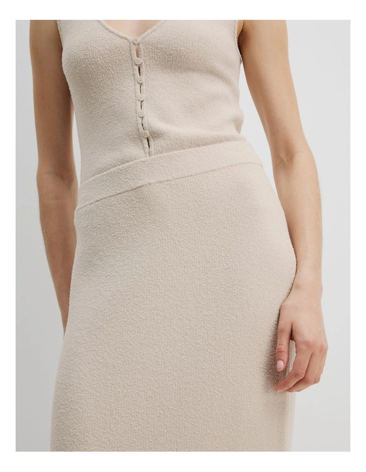 Boucle Knit Midi Skirt in Blanc