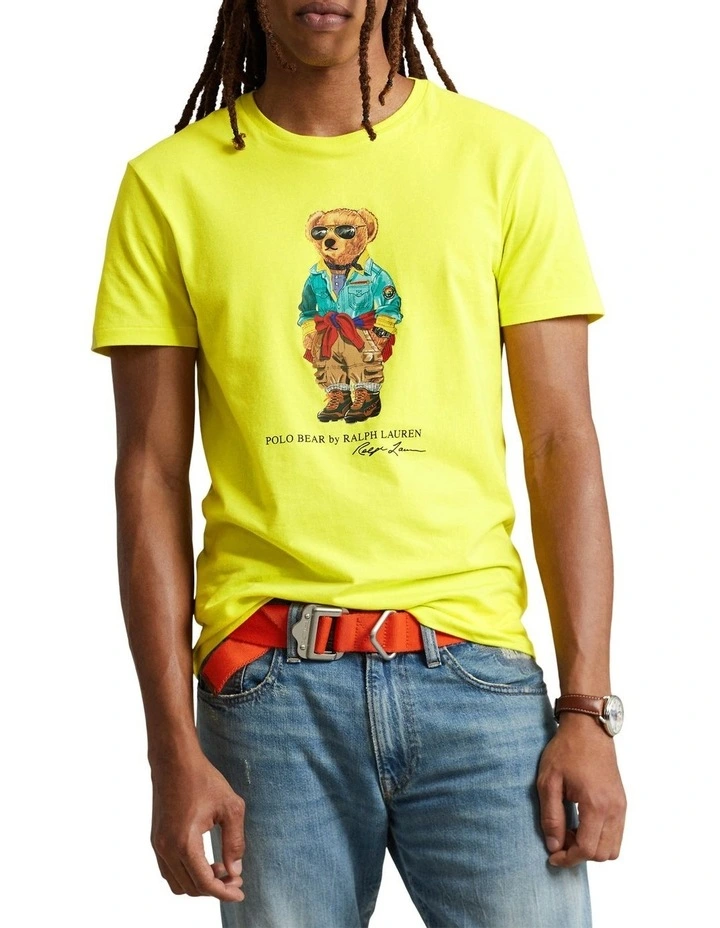 Custom Slim Fit Polo Bear Jersey T-shirt in Yellow