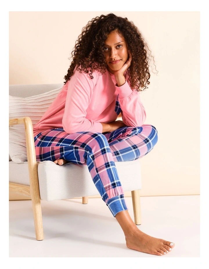 Fleece Pyjama Set in Blue Check