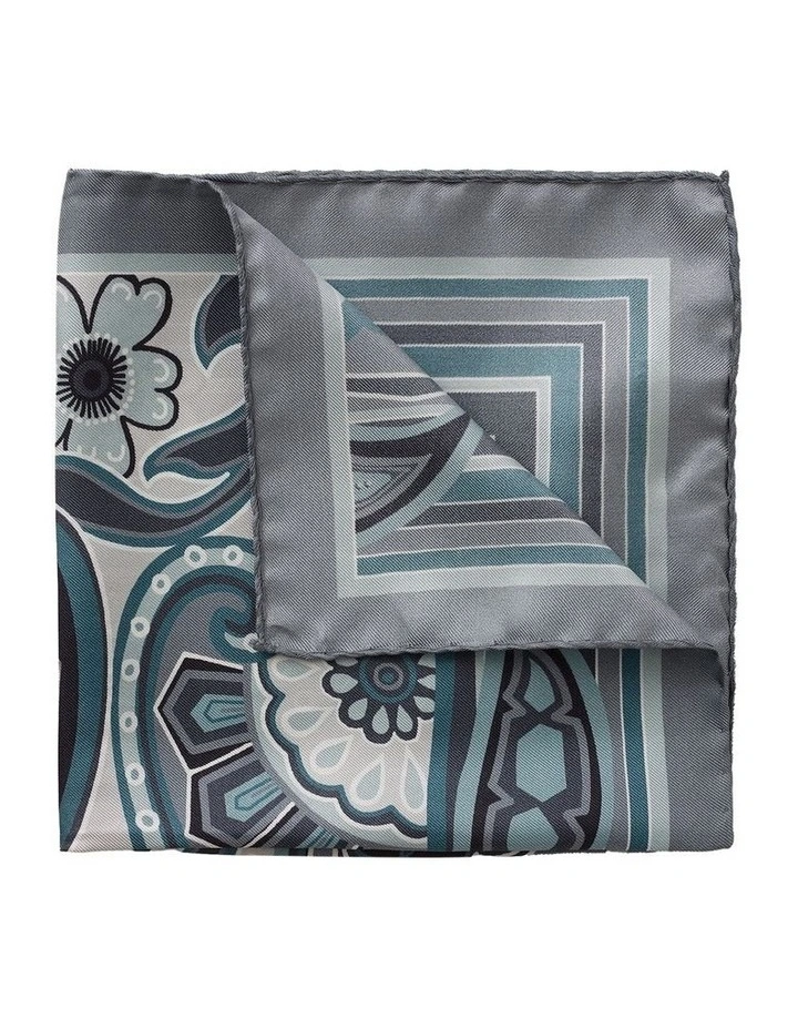 Deco Silk Pocket Square in Grey