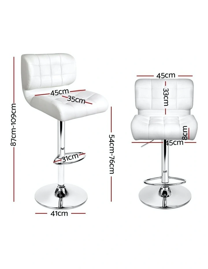 Kitchen Leather Bar Stools x4 in White