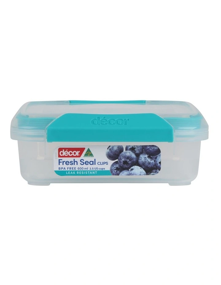 Fresh Seal Clips Square Food Storage 630ml in Teal