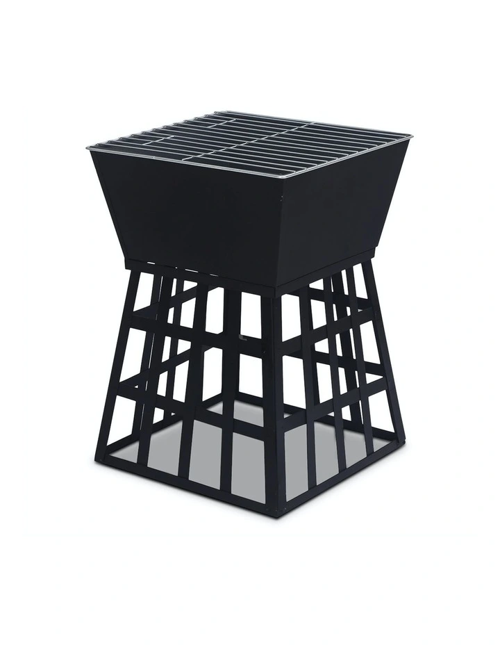 Outdoor Fire Pit BBQ Barbecue With Stand Black
