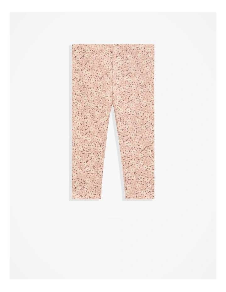 Organically Grown Cotton Blend Floral Legging in Antique Pink