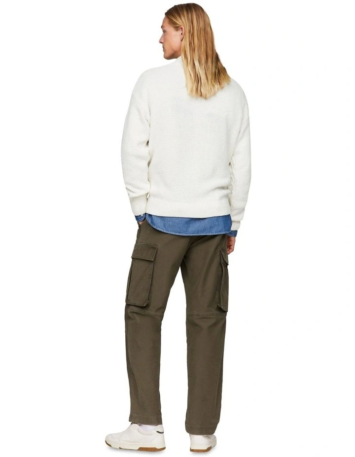 Cable Monotype Crew Neck Knit in White