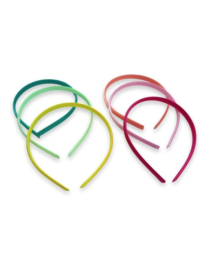 Satin Alice Band 6 Pack in Multi