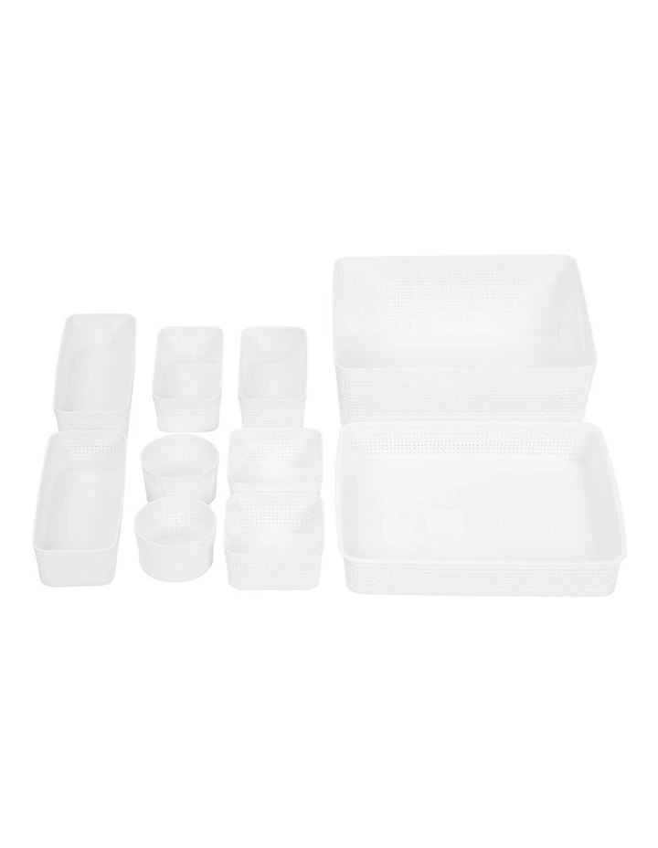 10pc Ivy Weave Basket Home Organisation Set Storage Container Assort.