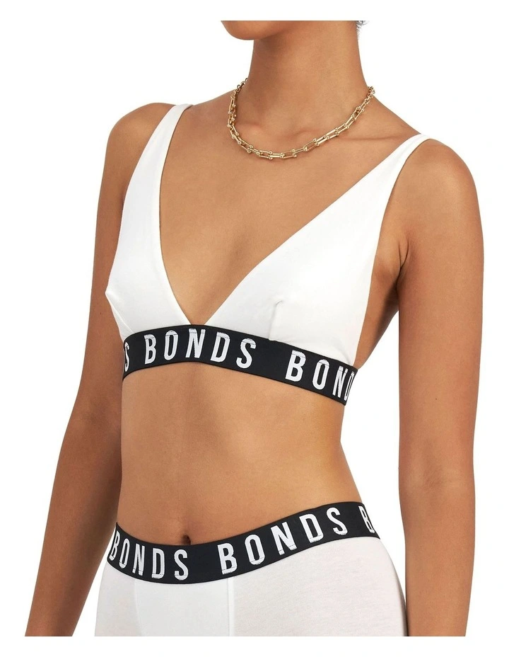 Icons Super Logo Deep V bralette Crop in White