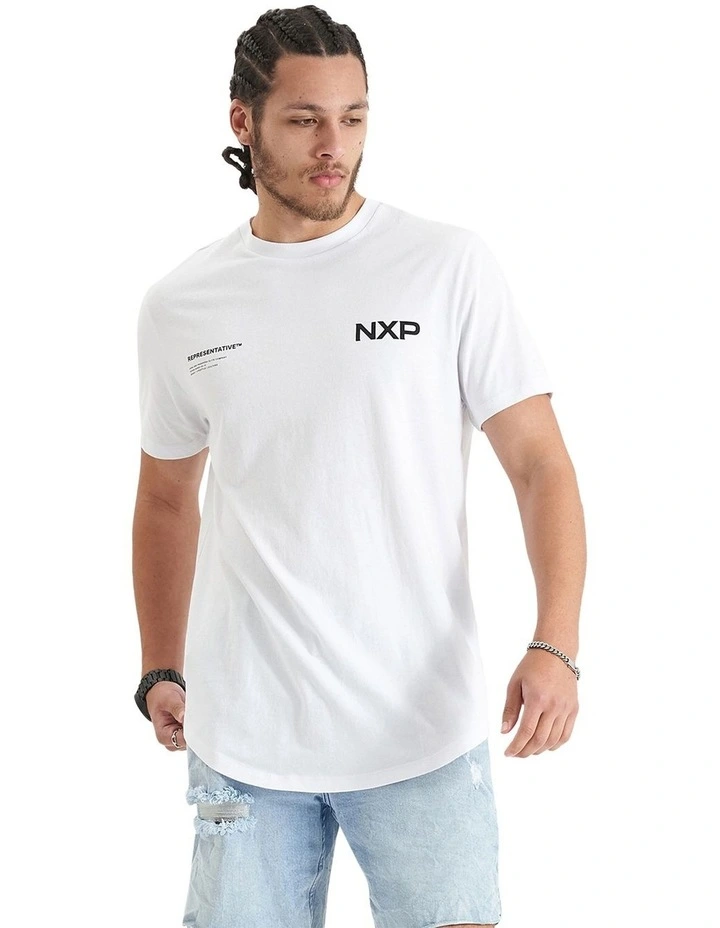 Delta Time Dual Curved Tee in Optical White