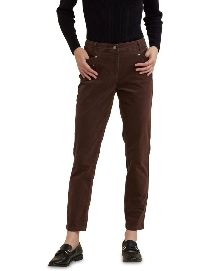 Slimline Cord Pant in Brownie