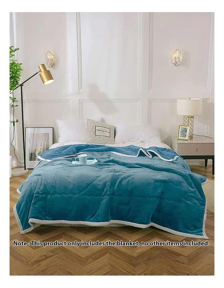 Double Sided Thick Flannel Throw Blanket in Lake Blue