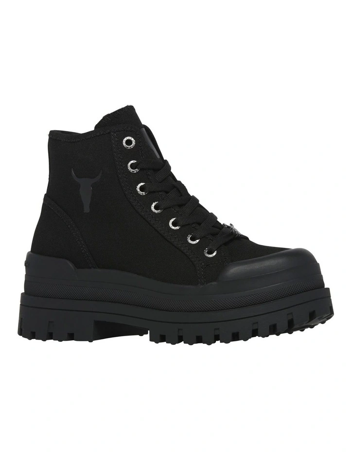 Deserve Black Canvas Chunky Sneaker Boot
