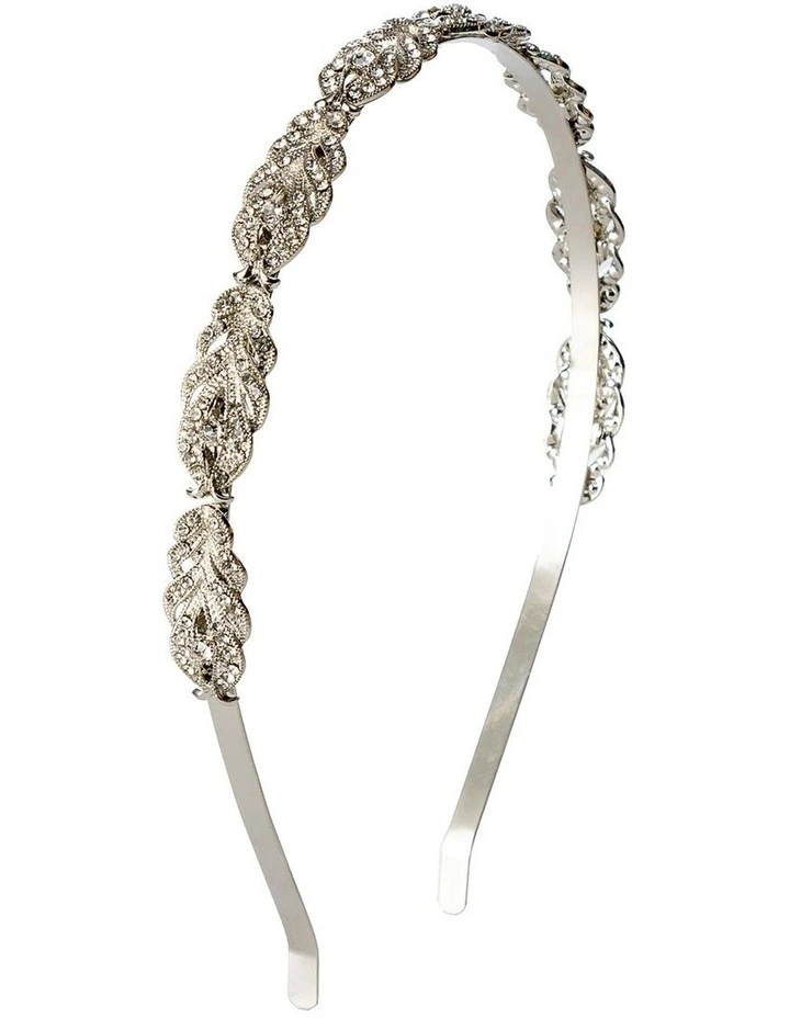 Deco Brooch Headband in Rhodium
