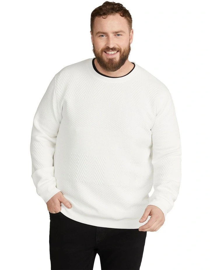 Bradley Jacquard Crew Sweat in Ivory
