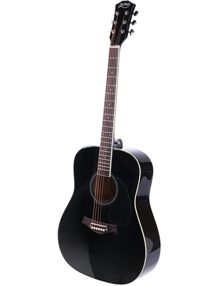 41 Inch Acoustic Guitar Wooden Body Steel String Dreadnought Stand in Black