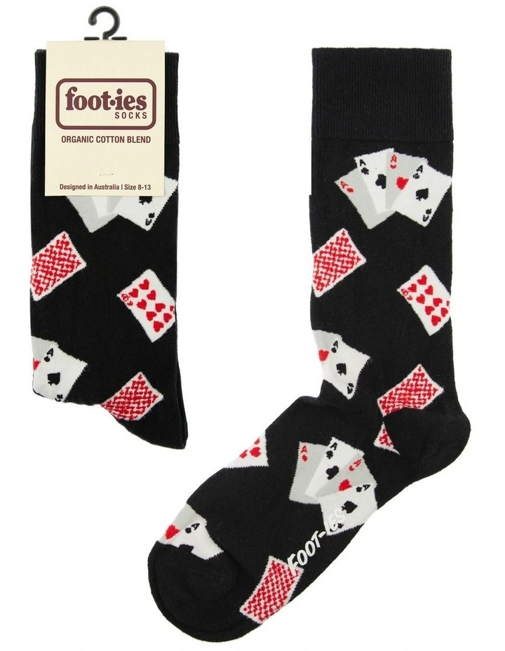 Playing Cards Organic Cotton Socks in Black