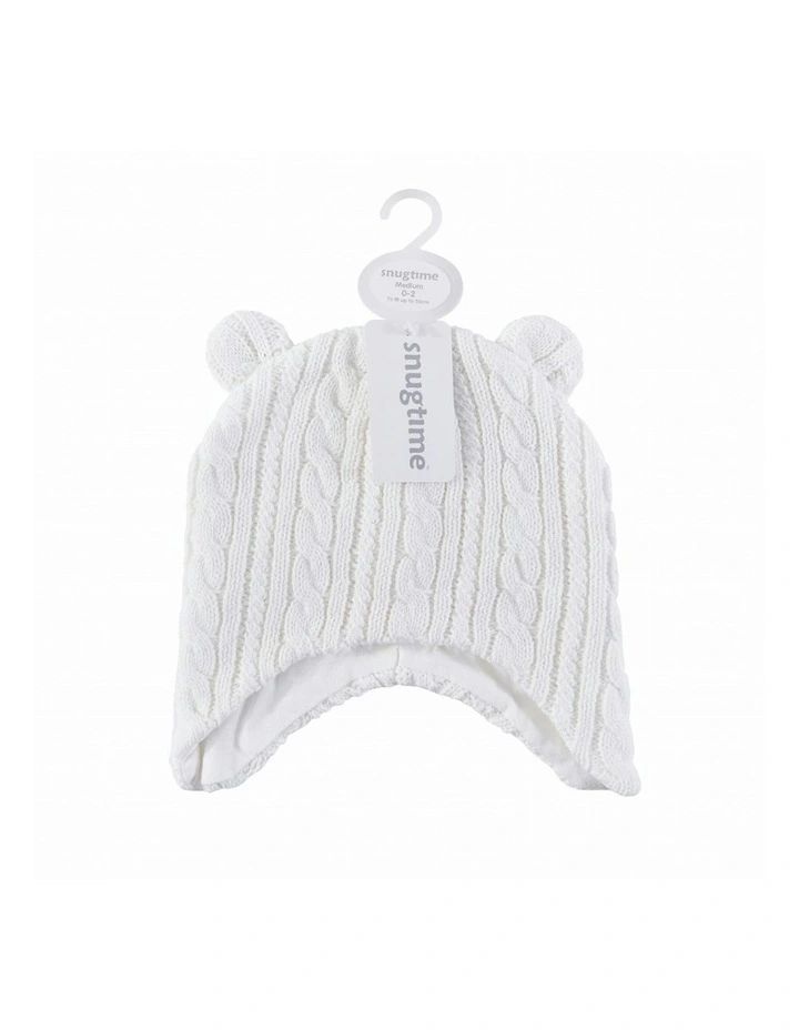 Cable Earmuff Beanie in Cream