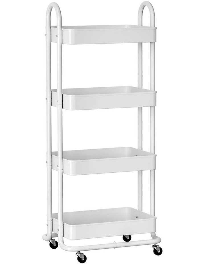 Storage Trolley Kitchen Cart 4 Tiers in White