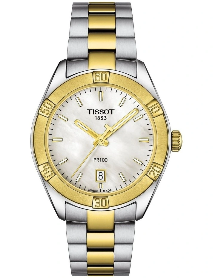 PR 100 Sport Chic T1019102211100 Watch in Pearl Grey/Yellow Gold