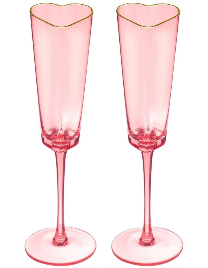 Amour Champagne Glass 2 Pack in Pink