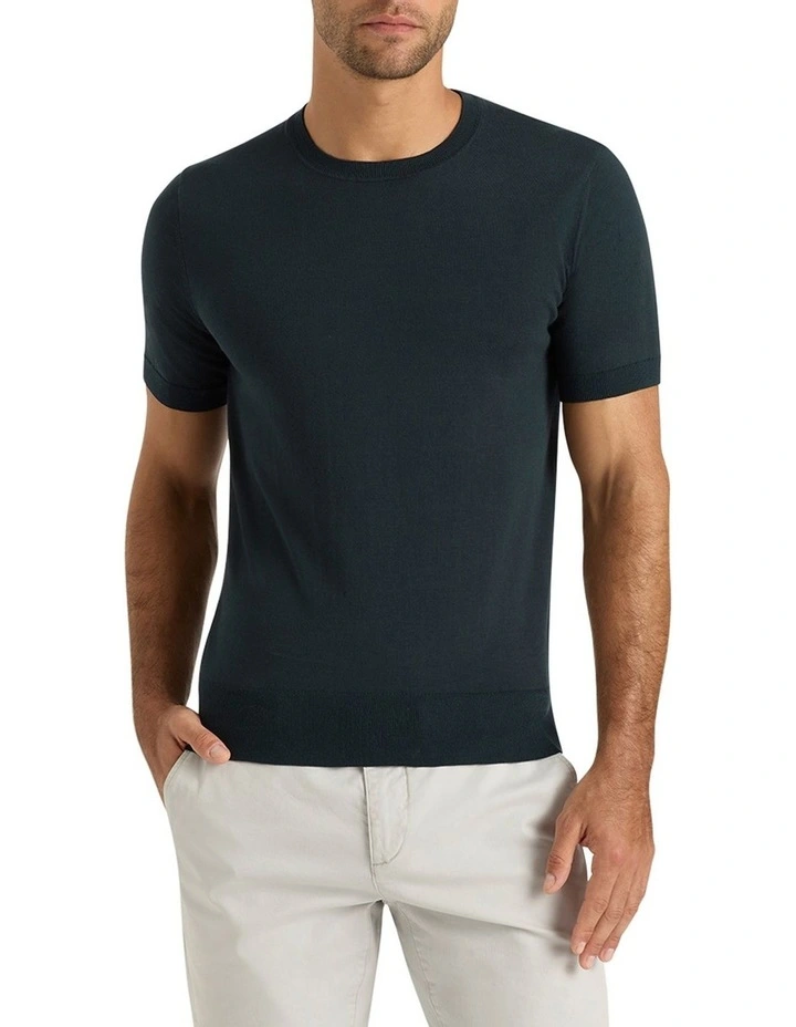 Elba Knit Tee in Dark Green