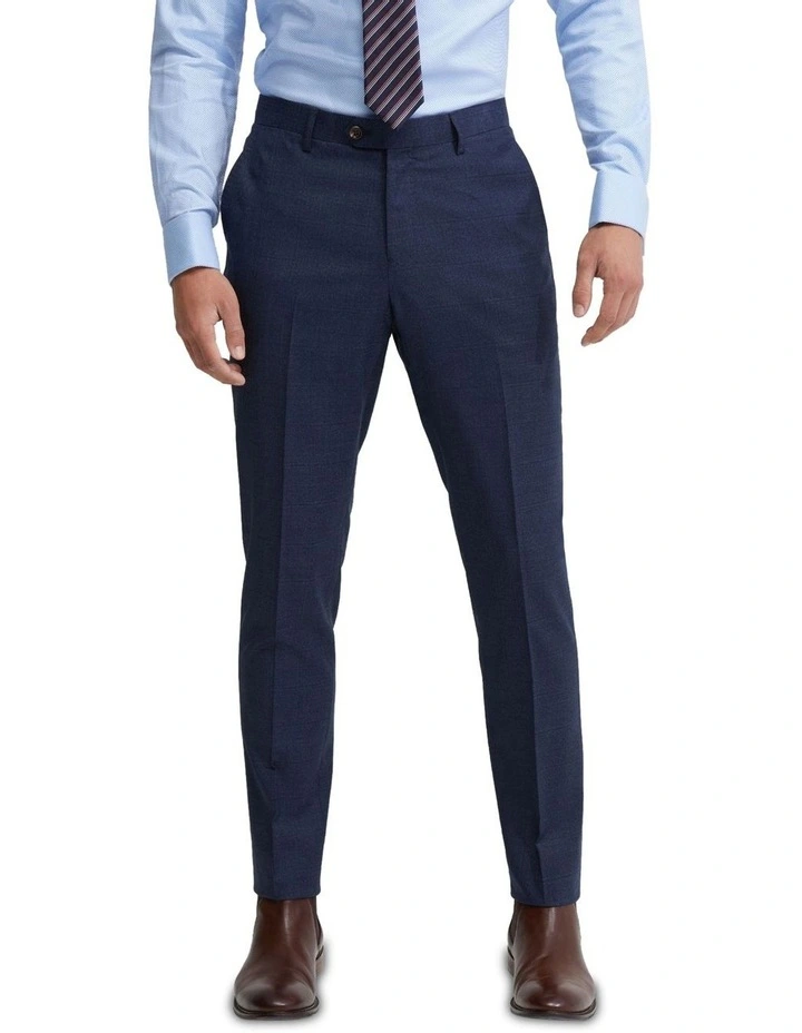 Byron Wool Suit Trousers in Navy Check