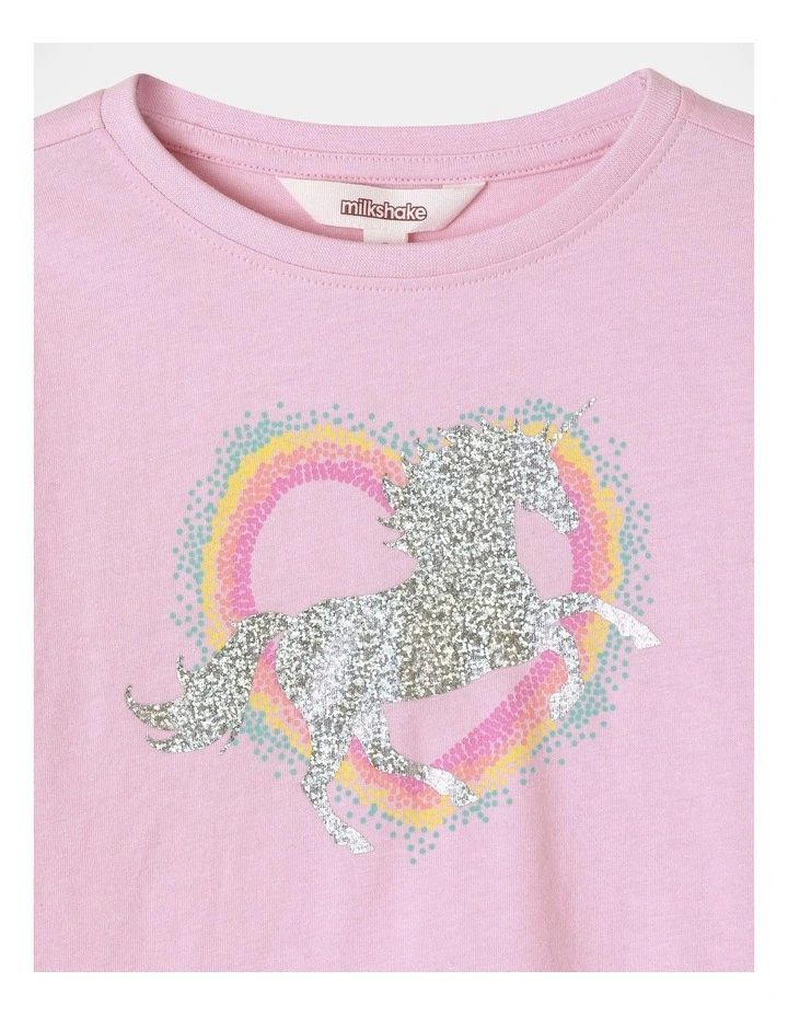 Essential Unicorn Heart Long Sleeve Tee in Pink