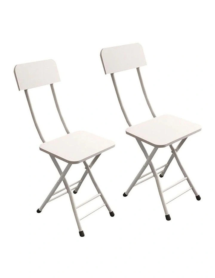 Space Saving Lightweight Foldable Chair Set of 2 in White