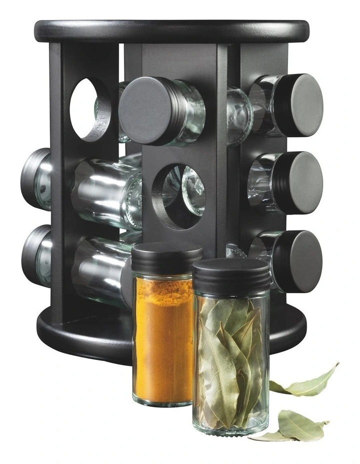 Spice Stand 12 Jar in Black