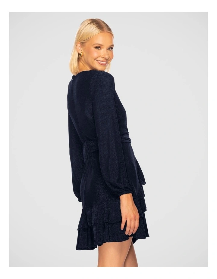 Carmen Long Sleeve Mini Dress in Blue