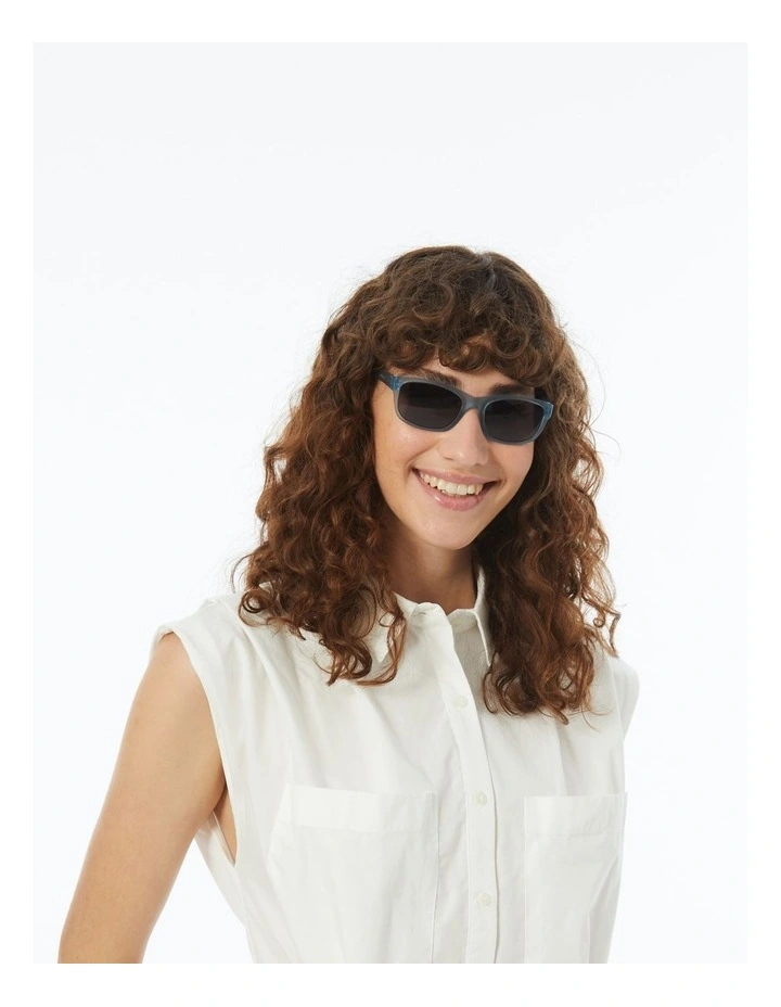 Denim Blue Sunglasses with Polarised Grey Lenses