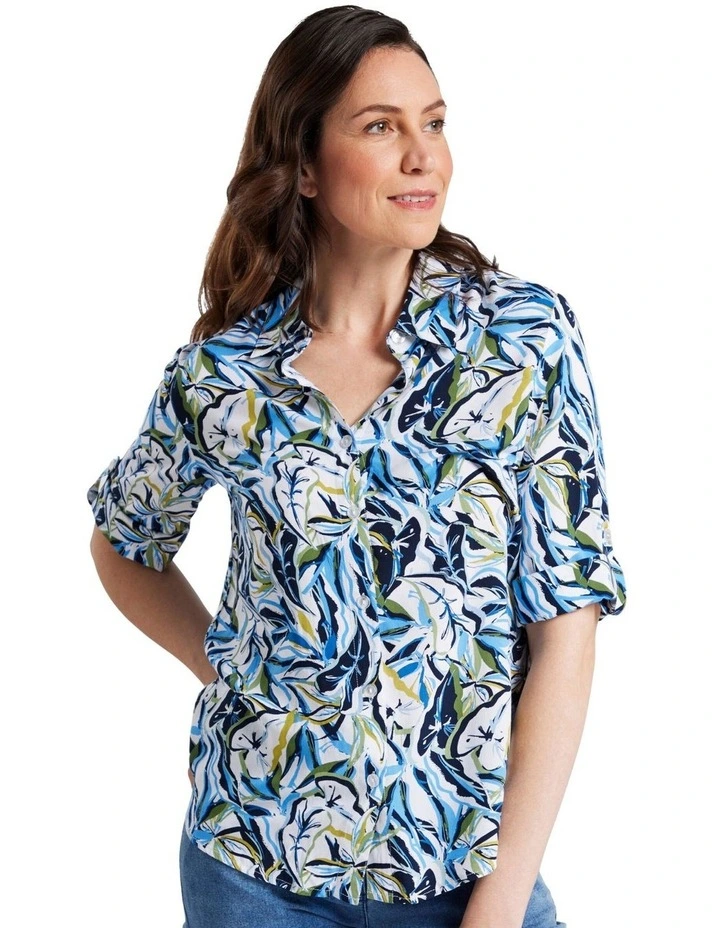 Cori 3/4 Sleeve Shirt in Seamist
