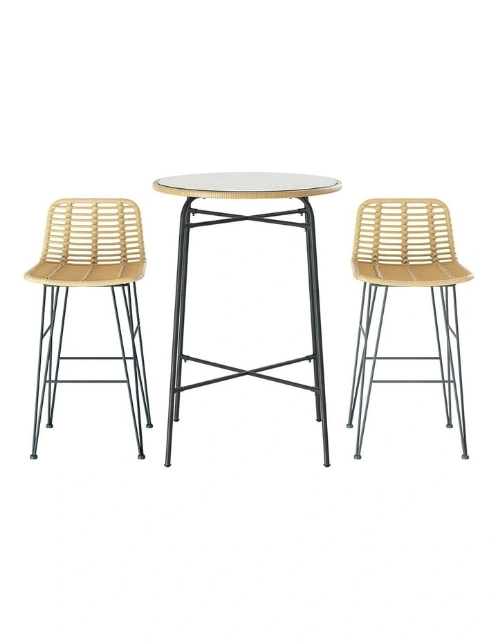 3-Piece Outdoor Bar Set in Brown