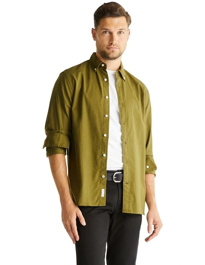 Flex Brushed Twill Long Sleeve Shirt in Green